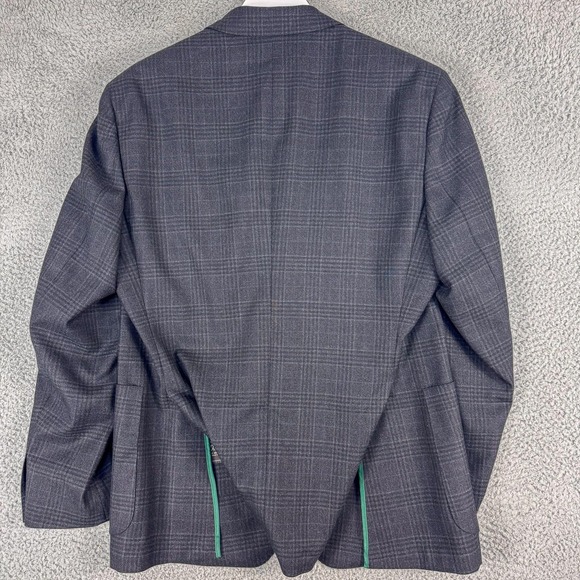 James Campbell Blazer Mens 42R Charcoal Plaid Wool Filarte Lanificio Sport Coat - Picture 6 of 14